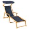 Adjustable Canopy Birch Wood Foldable Beach Chaise Lounge Chair - 67" L x 24.5" W x 48.5"-55" H